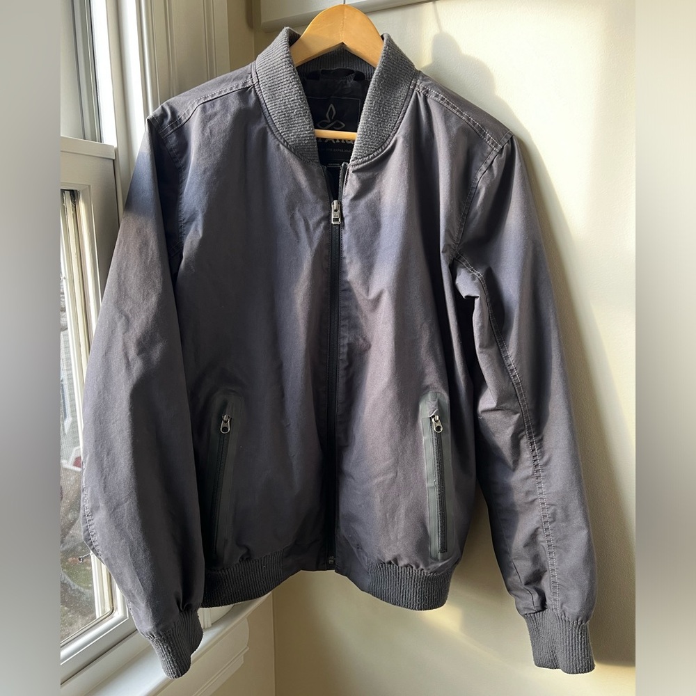 PRANA Brookridge Bomber Jacket Full Zip Classic Organic Cotton Lightweight S
